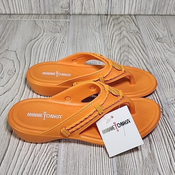 Minnetonka Tangerine Silverthorne Prism Flip Flop Sandals Womens Size 5 NEW - Picture 2 of 12